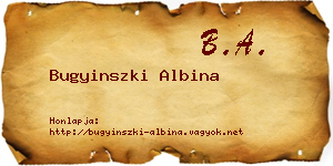 Bugyinszki Albina névjegykártya